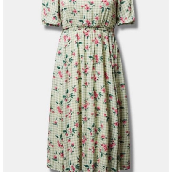 torrid Dresses & Skirts - NWT TORRID Retro Chic Midi Green Plaid & Floral Dress